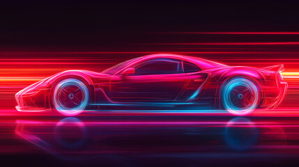 red car vector neon art