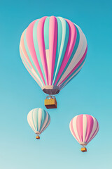 Obraz premium colorful hot air balloon in blue sky background, 3d illustration