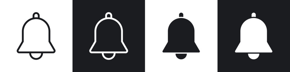 Bell icons set. filled and line illustration