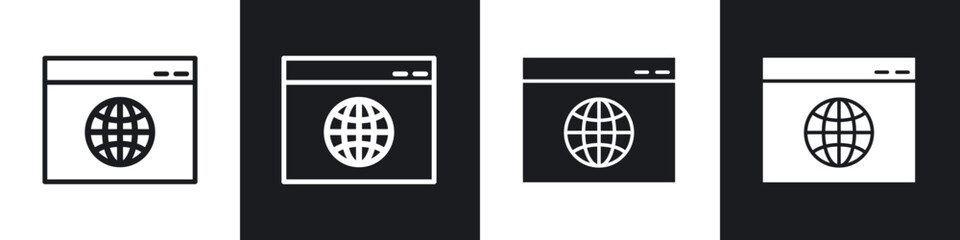 Browser icons set. filled and line illustration