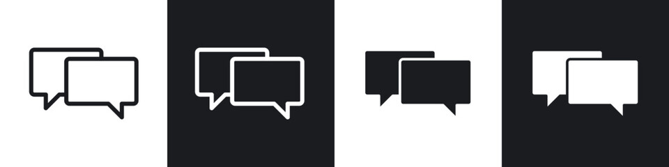Fototapeta premium Chat icons set. filled and line illustration