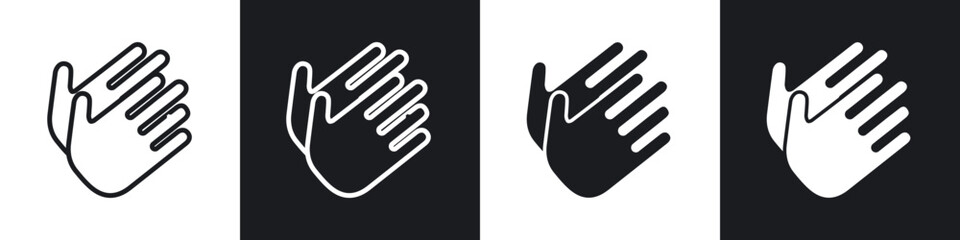 Clap icons set. filled and line illustration