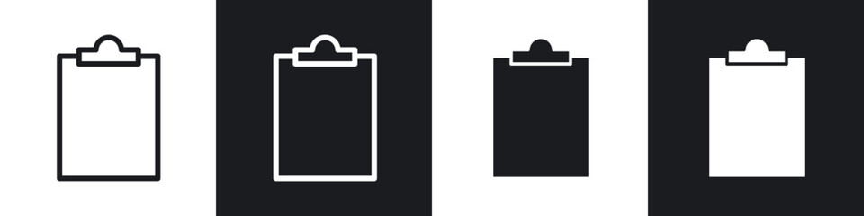 Clipboard icons set. filled and line illustration