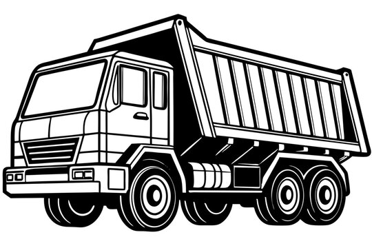 recommend clip art:  line drawing of a dump truck side view vector illustration 
                    