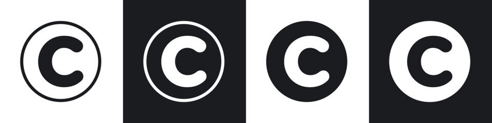 Copyright icons set. filled and line illustration