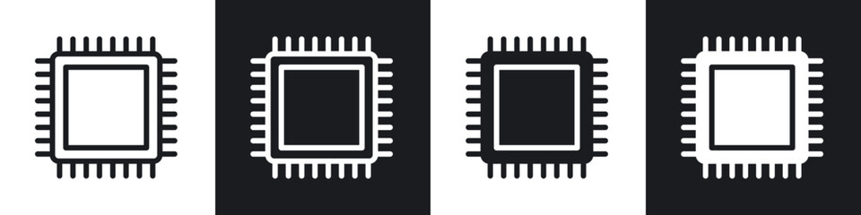 CPU icons set. filled and line illustration