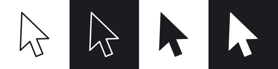 Cursor icons set. filled and line illustration