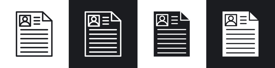 CV icons set. filled and line illustration