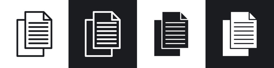 Duplicate icons set. filled and line illustration