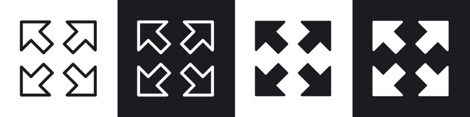 Expand icons set. filled and line illustration