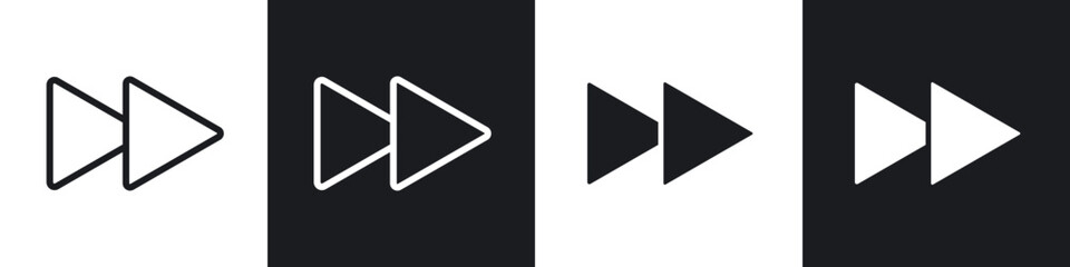 Fast forward icons set. filled and line illustration