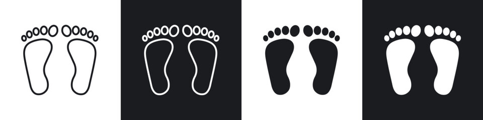 Foot icons set. filled and line illustration
