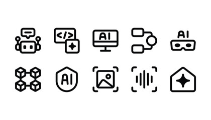 Artificial intelligence icon pack line style