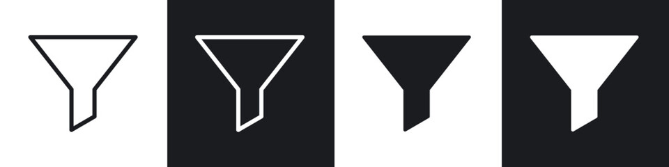 Funnel icons set. filled and line illustration