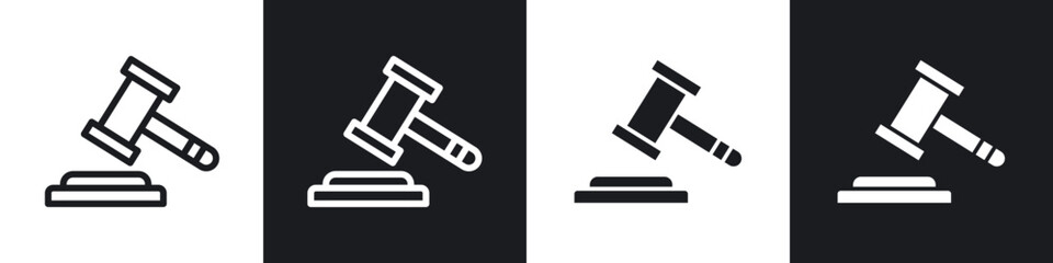 Gavel icons set. filled and line illustration
