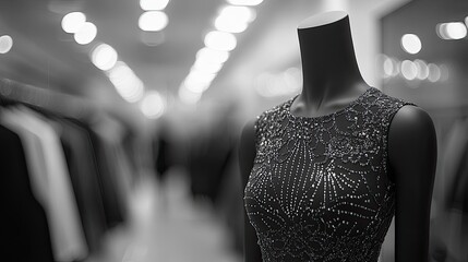 Mannequin showcasing trendy, form-fitting clothes, perfectly shaped but highlighting the unrealistic and idealized body image often emphasized in the fashion world.