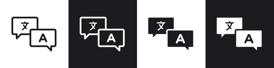 Language icons set. filled and line illustration