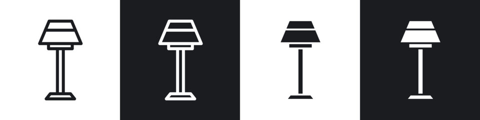 Lamp icons set. filled and line illustration