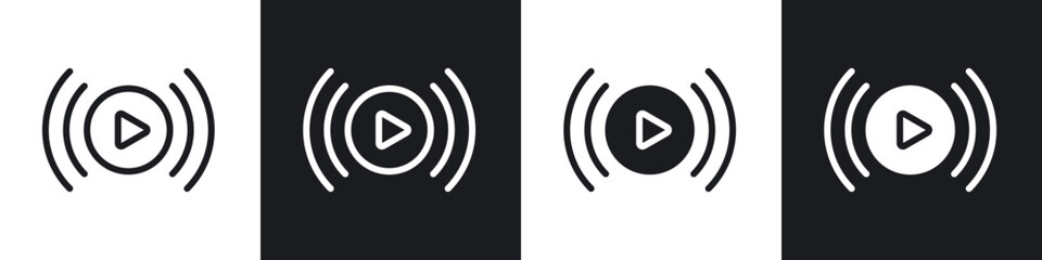 Live streaming icons set. filled and line illustration