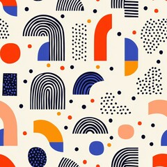 Bold Cubist Tile Design with Blocky Shapes Seamless Pattern Design