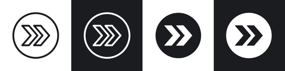 Next arrow icons set. filled and line illustration