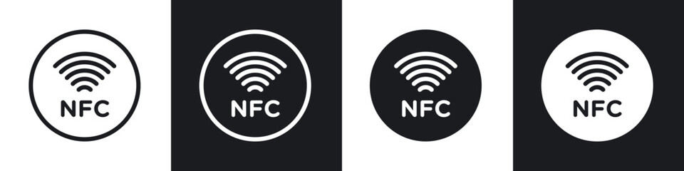 NFC icons set. filled and line illustration
