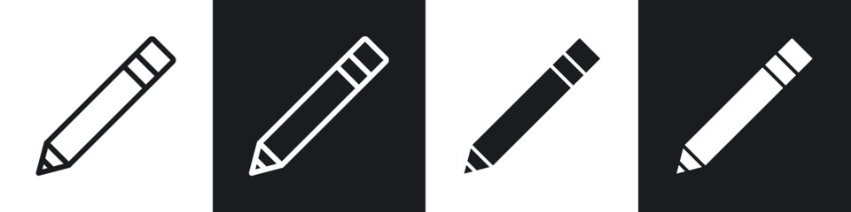 Pencil icons set. filled and line illustration