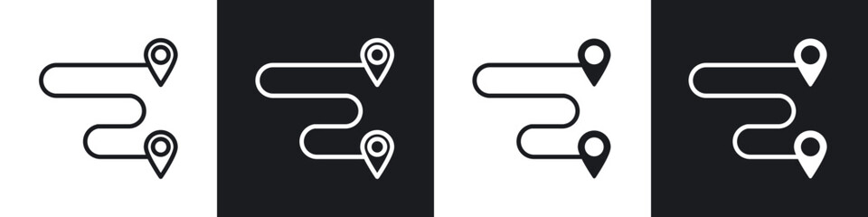 Route icons set. filled and line illustration