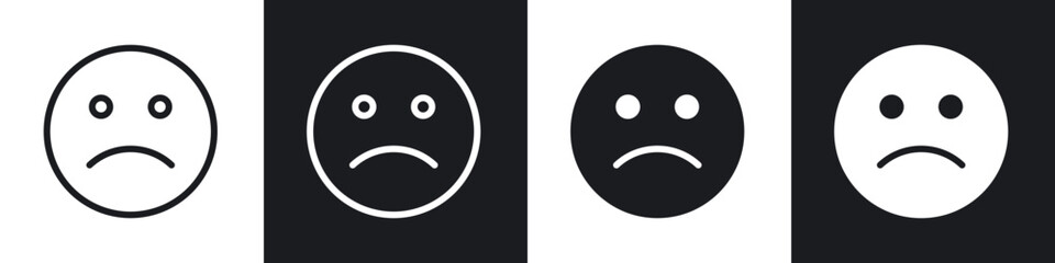 Sad icons set. filled and line illustration