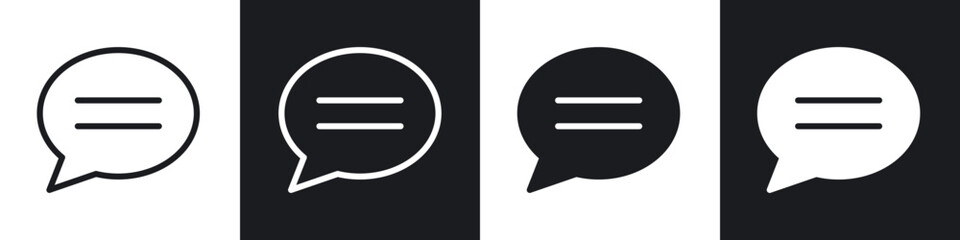 Speech bubble icons set. filled and line illustration