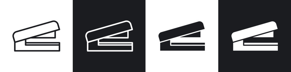 Stapler icons set. filled and line illustration