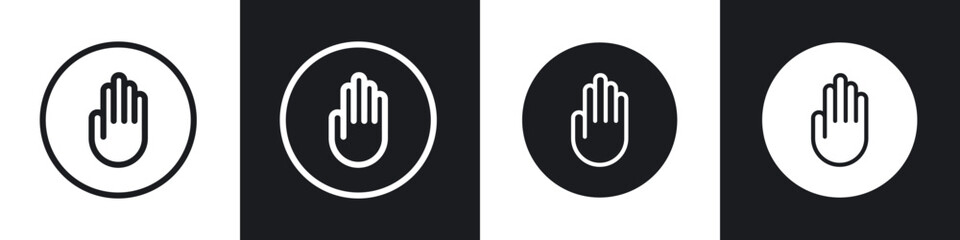 Stop icons set. filled and line illustration