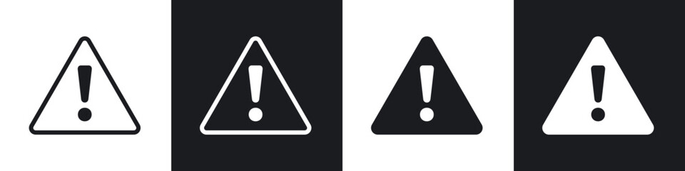 Warning icons set. filled and line illustration