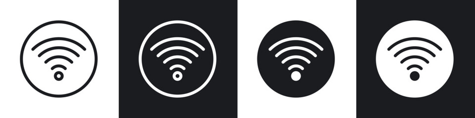 Wifi icons set. filled and line illustration
