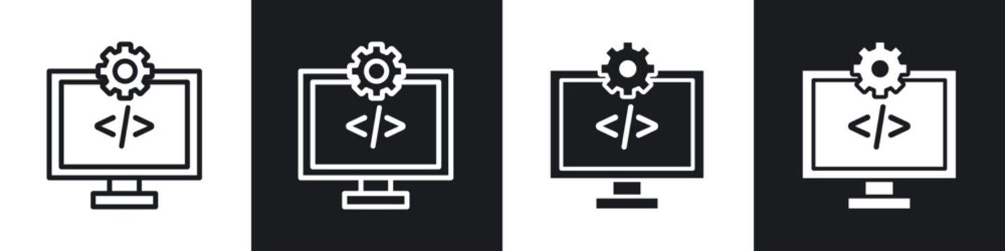 Web development icons set. filled and line illustration