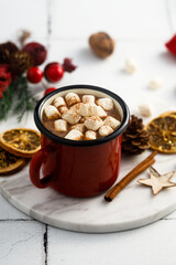Homemade hot chocolate with marshmallow