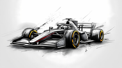 Vector sketch illustration of formula racing car design