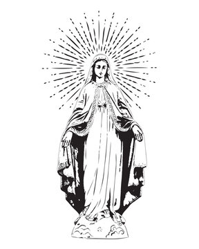 Our Lady of grace vector Blessed Virgin Mary Catholic religious vector