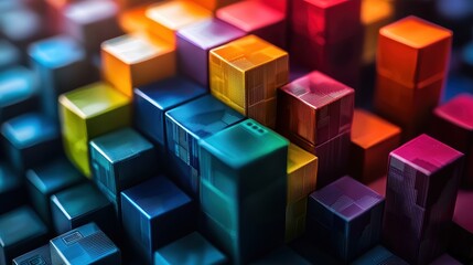 Fototapeta premium Colorful Creative Business Concept with 3D Blocks