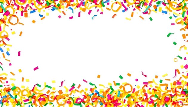 Confetti border header banner graphic design with copy space isolated on a white background