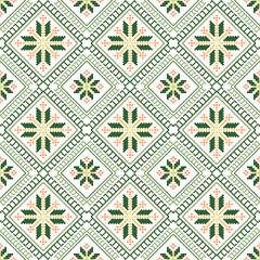 Floral pixel art pattern.Vector seamless pixel art.pixel style,abstract background,cross stitch.design for texture,fabric,cloth,scarf,decoration, Abstract ethnic aztec geometric pattern