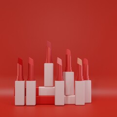 3D Lipstick Model, cosmetic mockups, 3d lipstick mockups, red lipstick mockups, makeup, background, 3d, multicolor,