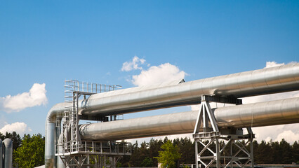 pipeline, blue sky and clouds in the background