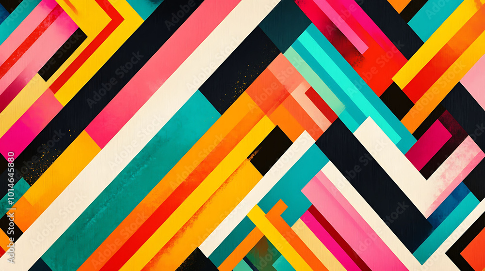 Poster abstract geometric pattern with vibrant colors in a diagonal design.