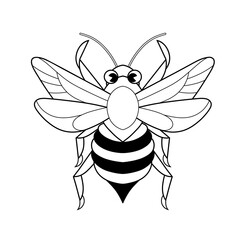 Doodle cute character illustration bee sticker outline