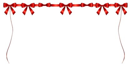 Obraz premium Red ribbon border header banner graphic design with copy space isolated on a white background