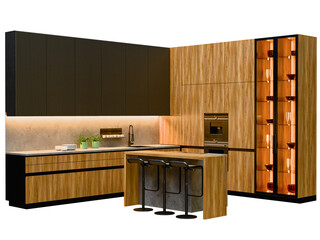 kitchen interior 3d rendering isolated