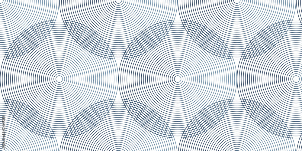 Poster seamless geometric spiral pattern and abstract circle wave lines overlapping pattern isolated. desig