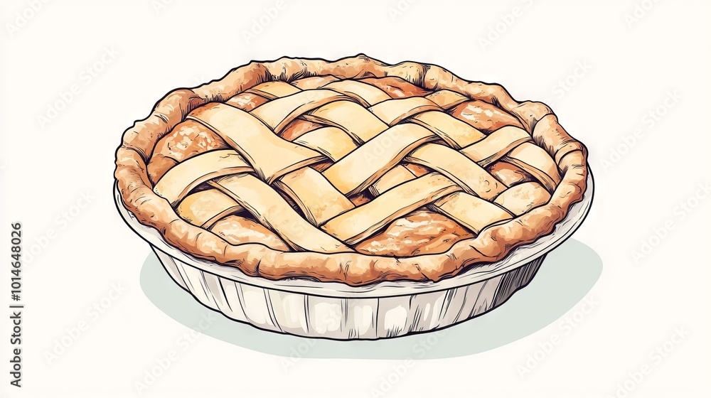 Poster a hand drawn image of a pie with a lattice crust