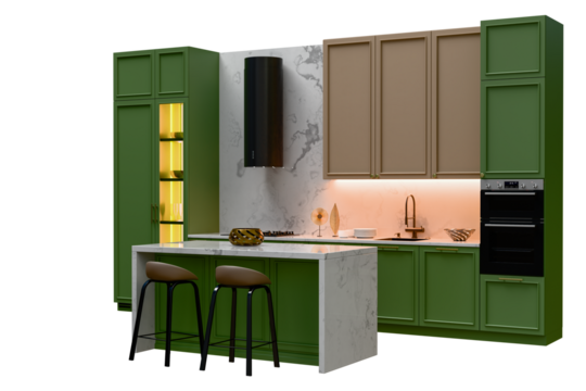 kitchen interior 3d rendering isolated